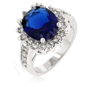 Queen Catherine- Simulated sapphire and Diamond Engagement Style Ring