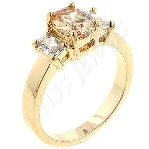 14k Dark Champagne Oval CubicZirconia Costume Ring- Size 6-10
