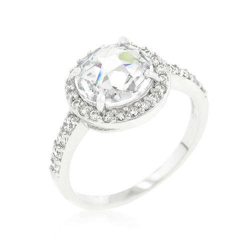 2.8ctw CZ Checkboard Facet Style Ring - Size 6
