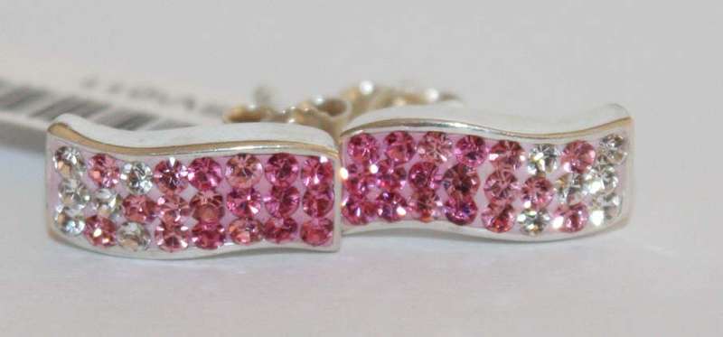 Pink and White Crystal Earrings in 925 Sterling Silver