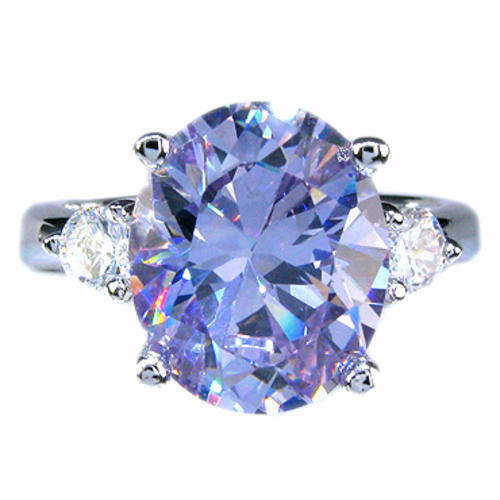 5.20ctw Purple CZ Ring in Silver- Size 7