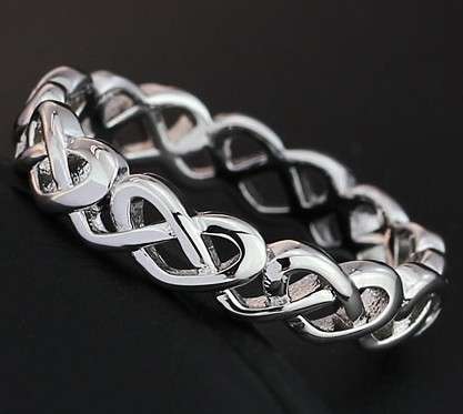Silver Infinity Heart Eternity Band- Size 6-8