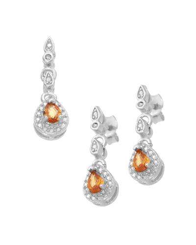 0.68ctw Natural Diamond and Yellow Sapphire gift set in 925 Sterling Silver