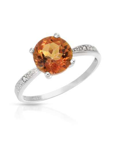 1.71ctw Natural Topaz and Diamond Ring in Silver- Size 7