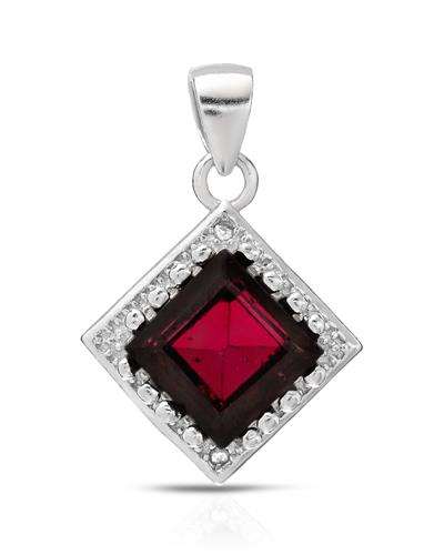 2.33ctw Natural Diamond and Garnet Pendant in 925 Sterling Silver with FREE CHAIN