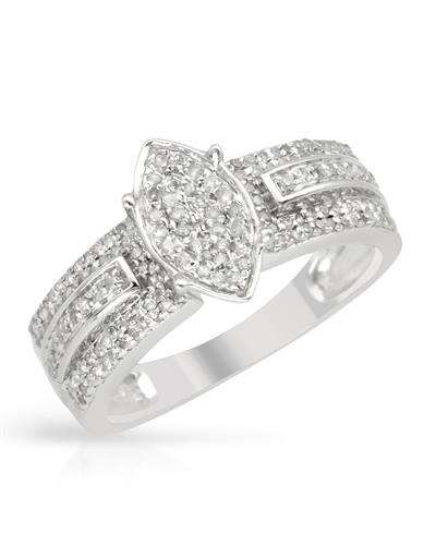 0.31ctw Natural Diamond Cluster Ring in Silver