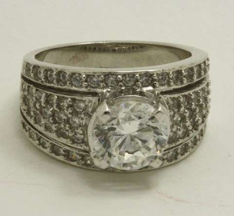 Broad CZ Ring in Silver- Size 8