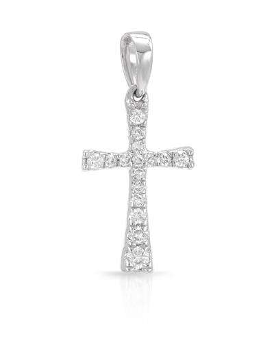 0.10ctw Natural Diamond Cross Pendant in 14K White Gold