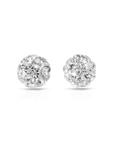 White Crystal Stud Earrings in 925 Sterling Silver