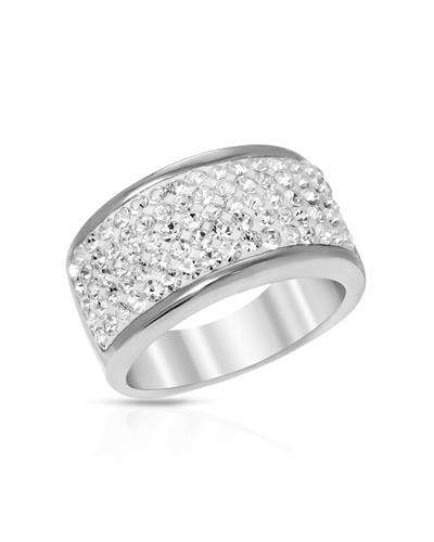 White Crystal Broad Dress Ring in 925 Sterling Silver- Size 10