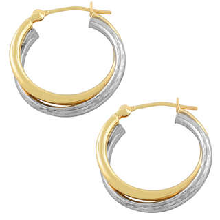 9ct Yellow and White Gold Hoop Earrings
