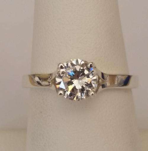 0.75ct CZ Solitaire Ring in Silver- Size 6.5