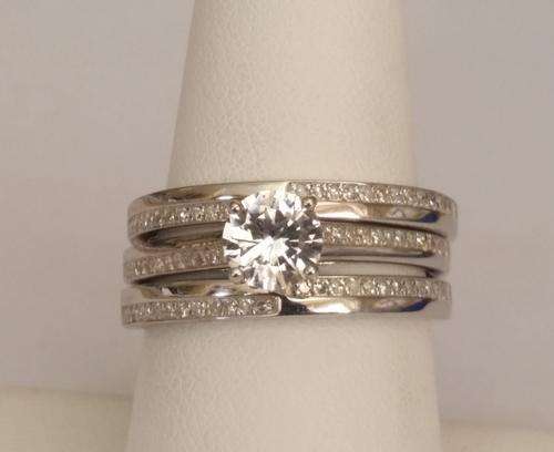Natural Diamond and Created Sapphire Ring in Silver