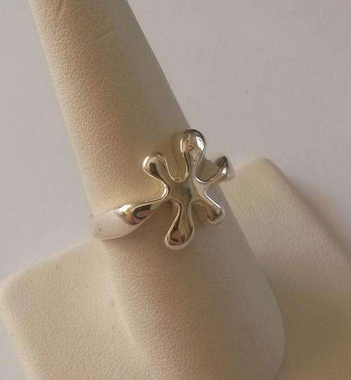 Silver Funky Splash Design Ring- Size O