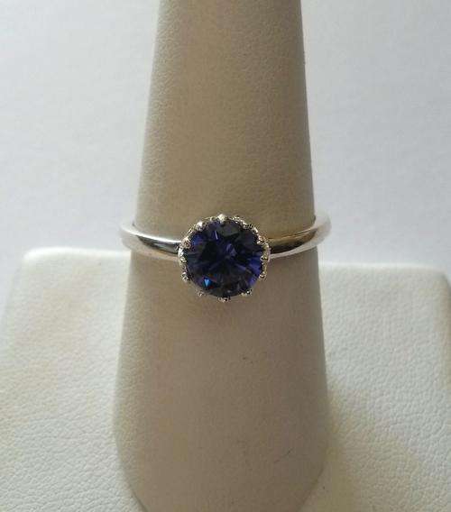 *CD DESIGNER JEWELRY* 1ct Created Tanzanite Crown Set Ring -Size O