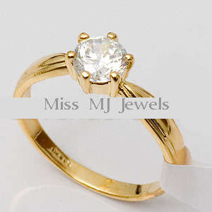 Magnificent 0.50ct Round Cut CZ Engagement Ring in gold tone***Ample Sparkle**