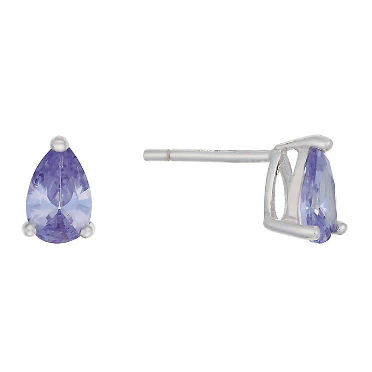 0.73ctw Pear Shaped Tanzanite Stud Earring in Sterling Silver