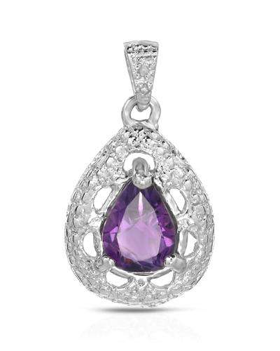 0.92ctw Amethyst and Diamond Pendant in 925 Sterling Silver