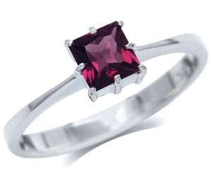 0.76ct Rhodolite Garnet Engagement Ring in 925 Sterling Silver- Size K