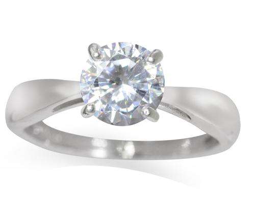 1.26ct Clear CZ Engagement Ring in 925 Sterling Silver- Size 6