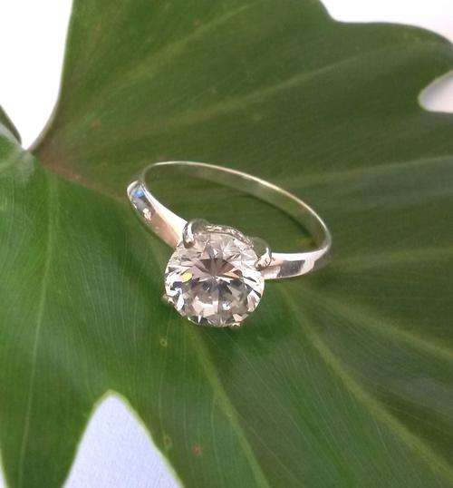 2ct CZ Solitaire Ring in 925 Sterling Silver- Size O