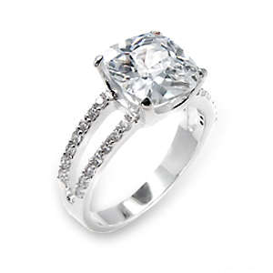 5ct(CENT) Asscher and Round Cut Cubic Zirconia Silver Cocktail Ring- Size 9