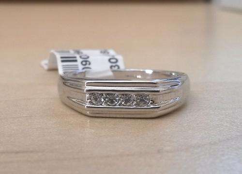 White Gold PLATED CZ Band-  Size 9.75