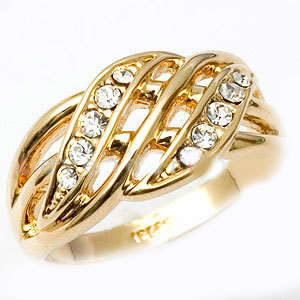 Gold PLATED CZ Cocktail Ring Band**