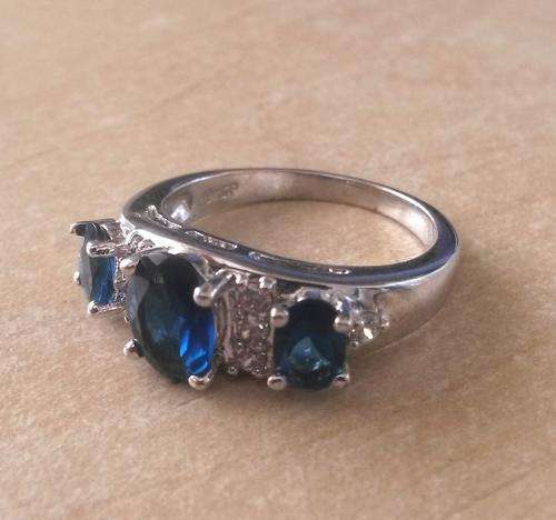 Blue and Clear CZ Cocktail Ring**Size 7