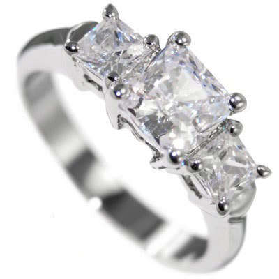 Princess Cut Triplet Cocktail Ring**Size 9**