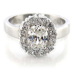 Oval Clear CZ Silver Costume Ring-Size 7