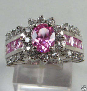 **Showstopper!  Magnificent simulated pink sapphire and diamond dress ring