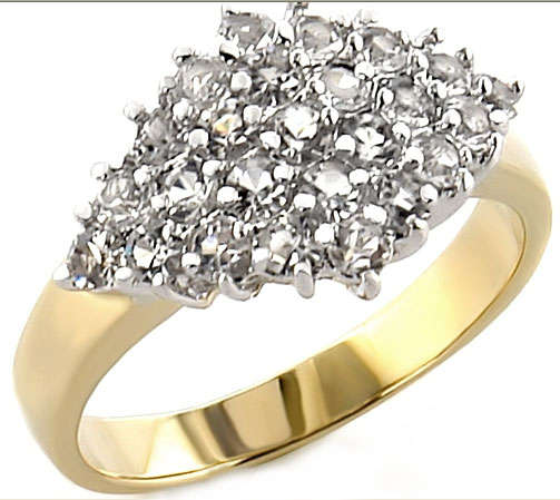 **JUST ARRIVED**Stunning Cluster ring in Gold Tone**Ample Fire**