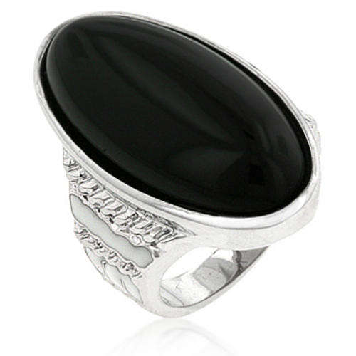 Size 9 **Huge**Onyx and White Enamel cocktail ring