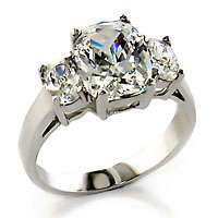 **925 STERLING SILVER**3.95 ctw Radiant and Oval cut engagement ring