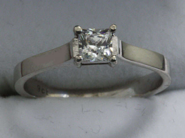 **CD DESIGNER JEWELRY**0.50ct Solitaire Princess Cut**925 Sterling Silver**Size 7&8