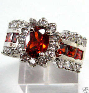 **GORGEOUS**Simulated red ruby and diamond dress ring