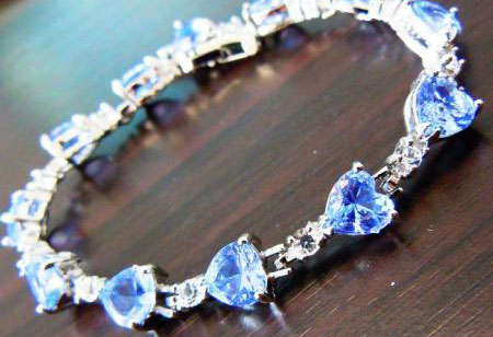 **Sterling Silver**Simulated Amethyst and Diamond Bracelet**STUNNING
