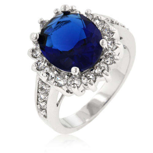 **Gorgeous**Simulated sapphire and diamond engagement ring**
