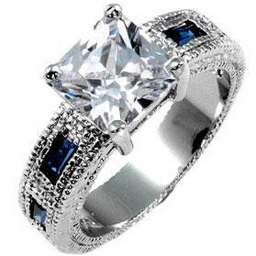 **GORGEOUS**Sapphire and CZ Engagement Ring**Size 7-10**