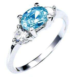 ***SPARKLING***Oval Sonnet Aqua Triplet Engagement Ring***Size 7 - 9