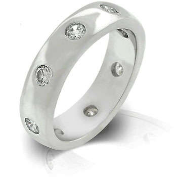 **STUNNING**Eternity Ring with Bezel Set Round Cut Clear CZ**Size 6 -10