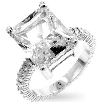 ***SPARKLING**6ct Emerald Cut crystal Engegement Ring**Size 5-10