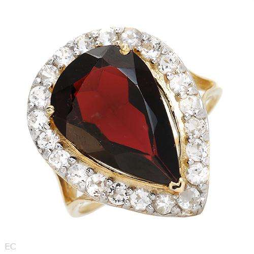 10K Yellow Gold Topaz and Garnet Ring Size 7