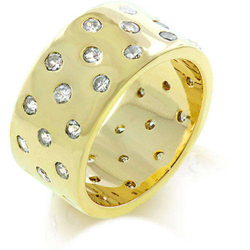 ***SPARKLING**3 rows of bezel set round cut CZ**10mm Wedding Band**Size 5/6/7/9/10**
