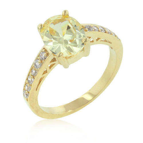 **NEW**Gorgeous 14k Gold Simulated Citrine and Diamond Solitaire Engagement Ring