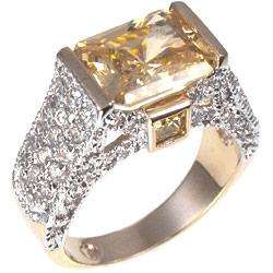 4ct Simulated Citrine and Diamond Dress Ring- Size 8