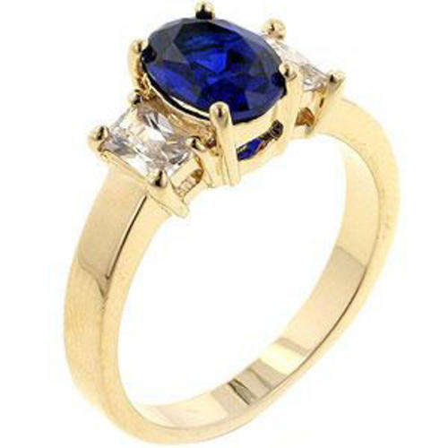 **Simulated sapphire and diamond engagement ring**