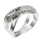***MAGNIFICENT SPARKLE***Simulated Diamond Crisscross Ring***Size 9 or 10