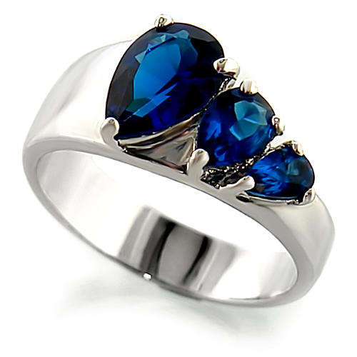 **GORGEOUS**Simulated blue sapphire 3-stone ring**Size 8/10**